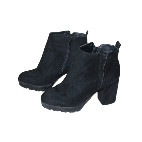 ASOS New Look Black Suedette Chunky Chelsea Boots - Size US 10 (Wide Fit) - Picture 2 of 8